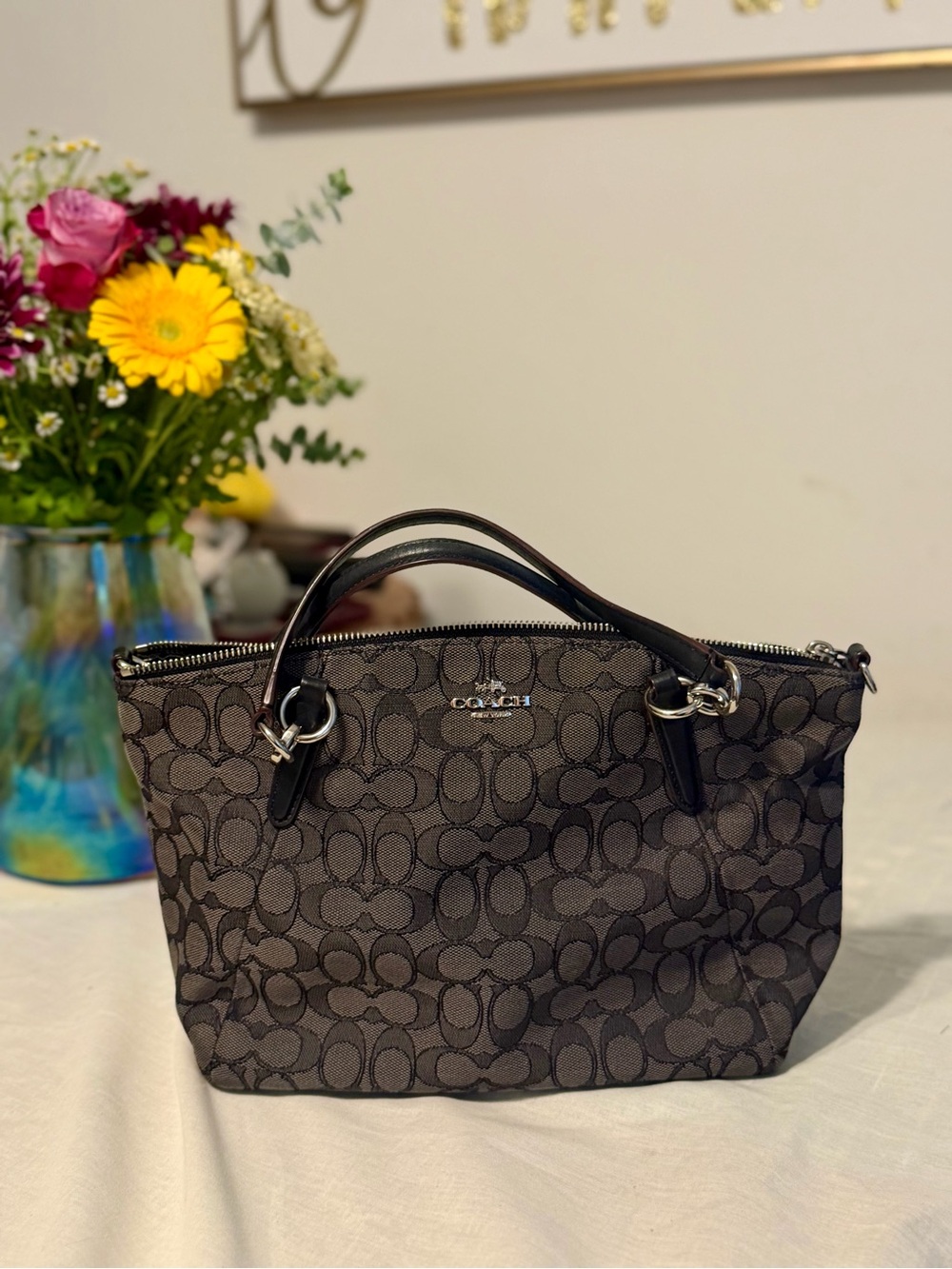 Coach Signature Shoulder Bag - Black Canvas